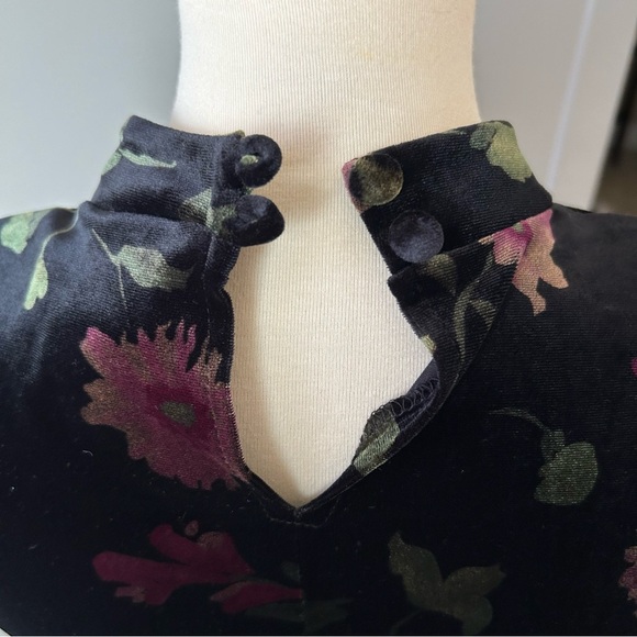 VTG Velvet Asian Inspired Women's 6 Blk Floral Maxi Dress Caren Desiree Co. Y2K - Picture 8 of 11